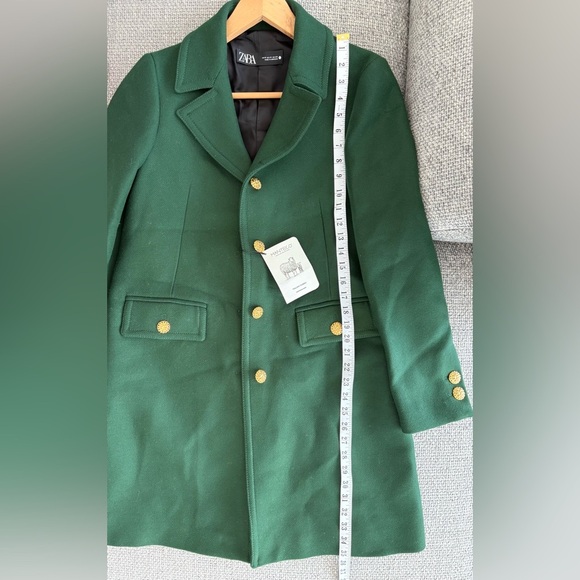 ZARA Manteco Wool Coat — Moss Green — Gold Buttons — Size M — NWT - Picture 14 of 16
